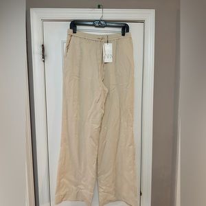 Zara Creme Linen Pants #04661915712028 Size: S